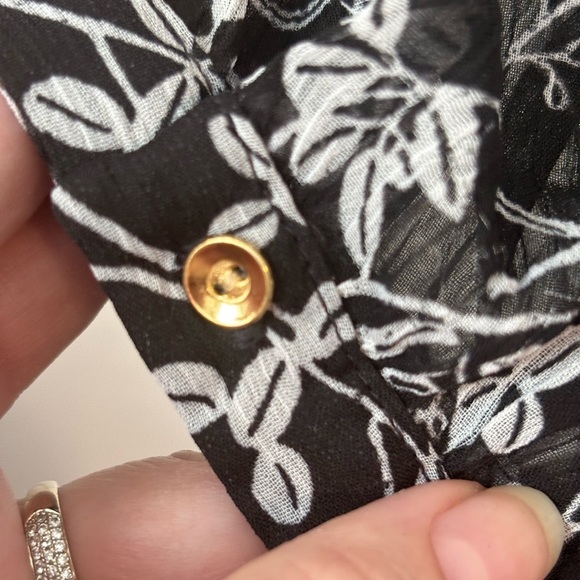 LOFT Black and White Midi Dress with Floral Graphic Design XL - Picture 7 of 8